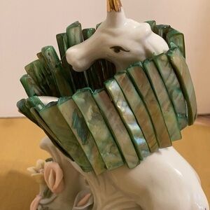 Teal abalone shell sliver bracelet